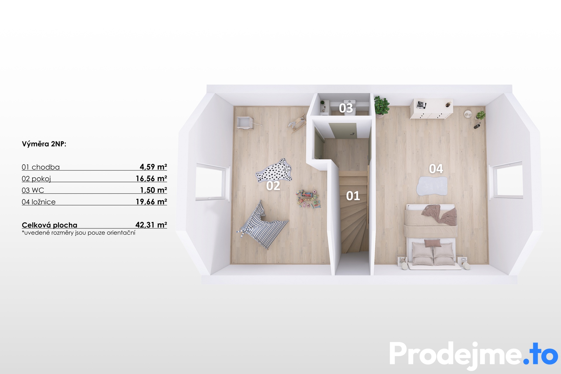3D půdorys - 2.NP